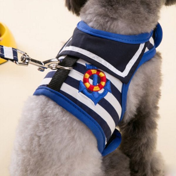 Navy Style Adjustable Soft Breathable Dog Harness Mesh