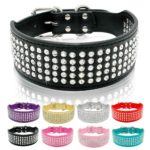 Rhinestone Leather Dog Collars Full Diamante Crystal