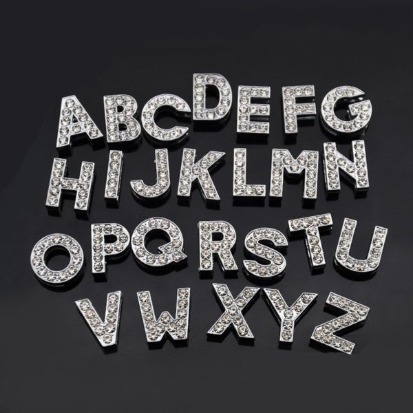 10MM Clear Slide Rhinestone Letter Charms