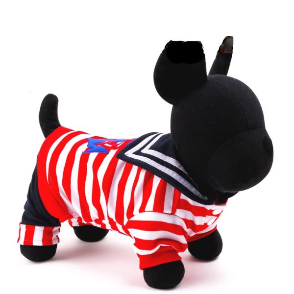 New Fashion Striped Embroidery Navy Style Dog