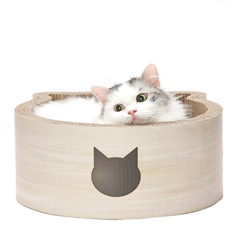 Necoichi Cat-Headed Scratcher Bed (Birch, Regular)