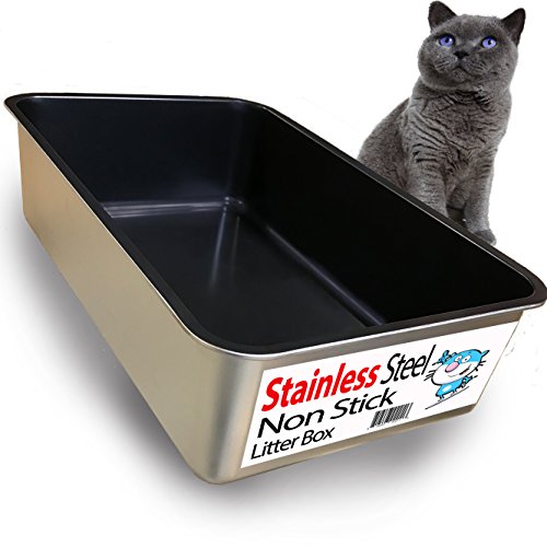 iPrimio Cat Litter Box Non-Stick Plated Stainless Steel