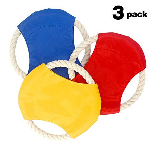 JIE KEN 3 Pack Flying Disc Set, Dog Rope Chew Toy