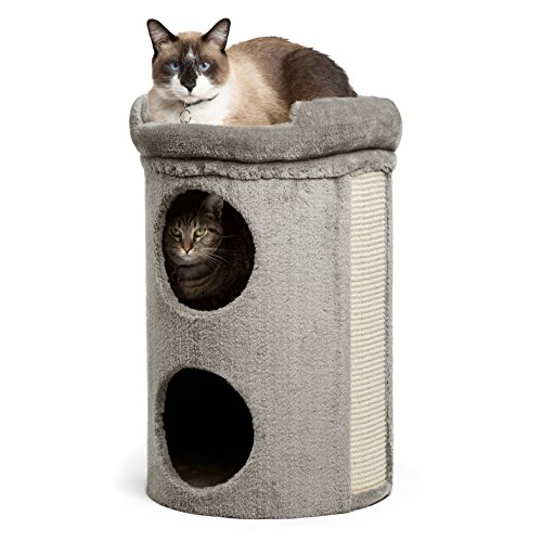 Modern Kitty Penthouse Cat Tower in Winston, Grey, One Size