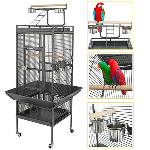 YOUKE Large Bird Cage with Play Top & Rolling Stand