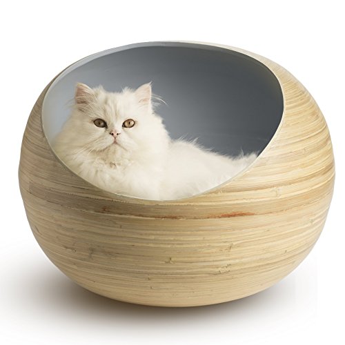 Fhasso Stylish Igloo Cat Cave Bed - Luxury Bamboo Cat Beds