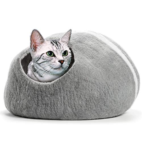 CO-Z Handcrafted Cat Cave Bed (Large), Felted from 100% Natural Wool