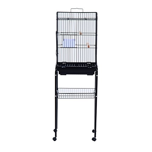 PawHut 51" Metal Indoor Bird Cage Starter Kit with Detachable Rolling Stand