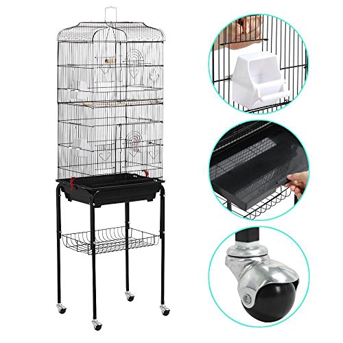 Yaheetech Rolling Mid-Sized Parrot Bird Cage Cockatiel