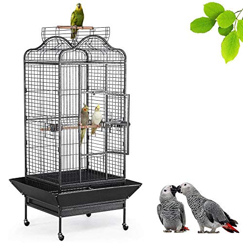 Yaheetech Wrought Iron Rolling Extra Large Open Playtop Bird Cage