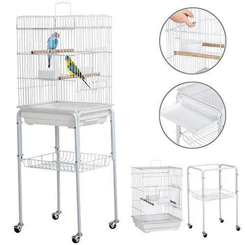 Yaheetech 47" Iron Rolling Small Bird Cage for Caique Quaker