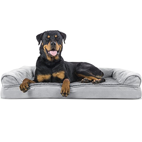 FurHaven Pet Dog Bed | Orthopedic Plush & Suede Sofa-Style Couch Pet Bed