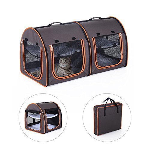 Pawhut 39" Soft-Sided Portable Dual Compartment Pet Carrier