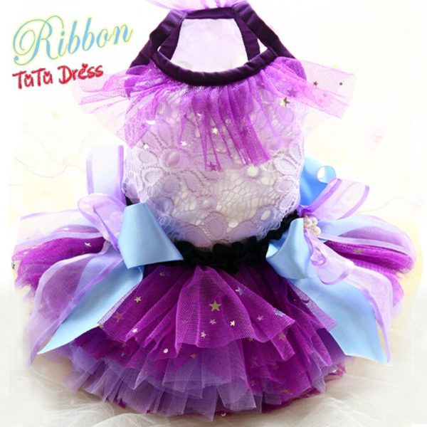 Free the charm of Purple Sky sequin Princess Tutu dog clothes