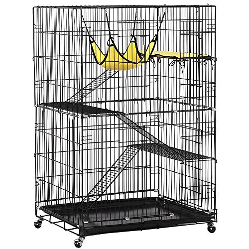 Yaheetech 4 Tier Cat Cage Large Rolling Kitten Ferret Cage