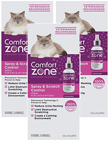 Comfort Zone 3 Pack of Spray and Scratch Control Spray for Cat Calming