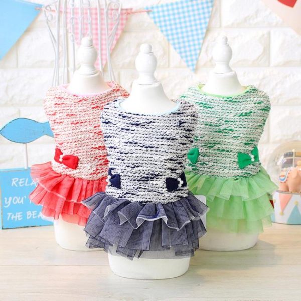 Winter Bow Princess Lace Cute Dog Dress Pet Products Clothes
