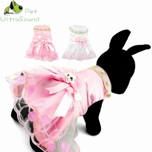 ULTRASOUND PET Cute Bow Dog Dress Tutu Skirt Summer Puppy Clothes
