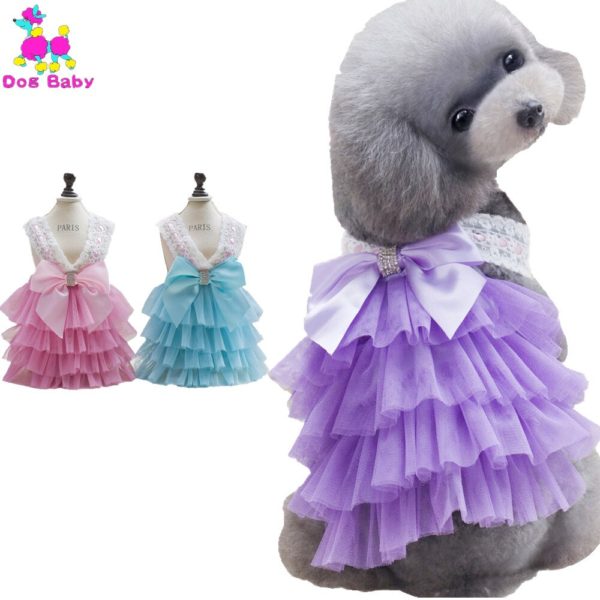 DOGBABY Pets Dresses Hot Pink & Purple Blue Summer Lace Dress