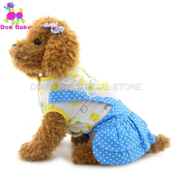 DOGBABY Small Dog Dress 100% Cotton Dot Summer Pet Dresses
