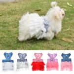 Newest Multicolor Dog Dress Princess Style Grenadine Striped Suspender Skirt