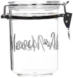 IRIS Acrylic Meow Pet Treat Jar, Silver