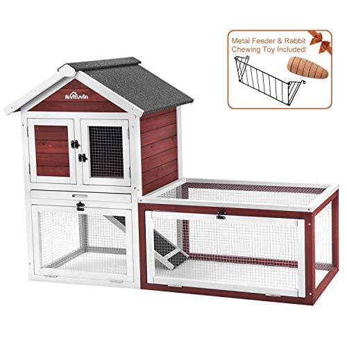Rabbit Hutch Indoor or Outdoor - Wood Cage for Bunny/Guinea Pig