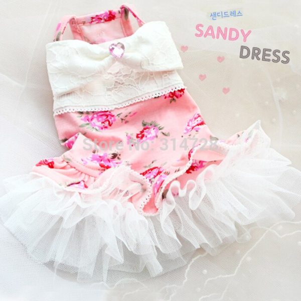 Free luxury rose pink Ballerina dog clothes dress apparel cute pet
