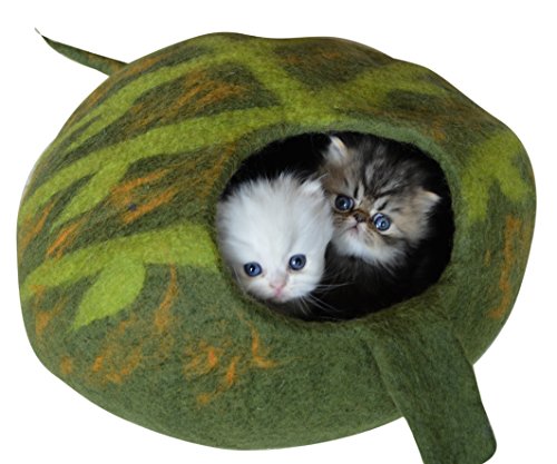 Earthtone Solutions Best Cat Cave Bed, Unique Green Handmade