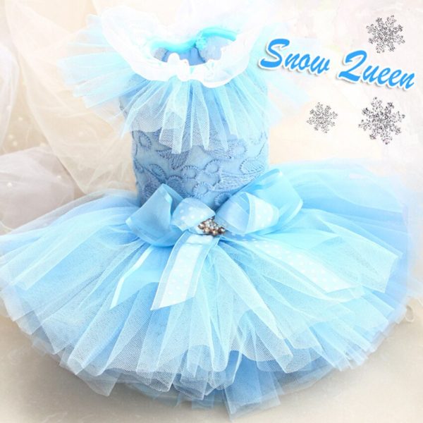 Free Advanced custom snow queen 12 layers lace sleeve tulle dog clothes