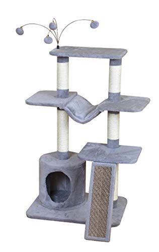 Catry Four-Level Cat Tree Condo Gray with Natural Sisal Scratching Posts
