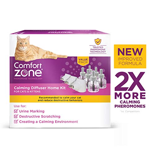 Comfort Zone Calming Diffuser Kit, New 2X Pheromones for Cats Formula