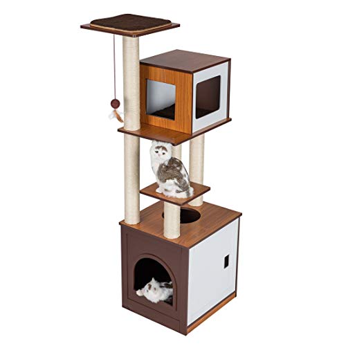 Good Life 60" Modern Design Wood Deluxe Cat Tree Furniture Kitten