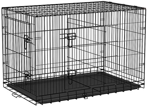 Pet Kennel Cat Dog Folding Crate Wire Metal Cage W/Divider