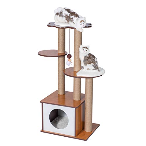 Good Life 42" Modern Style Wood Deluxe Cat Tree Furniture Kitten House