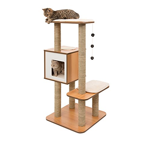Vesper Cat Tree Scratching Post with Condo - Walnut Furniture