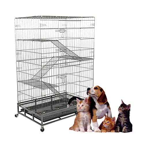 Dporticus 4-Tier Folding Cat Cage Wire Pet Crate House