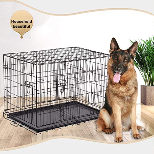 BestPet Black 48" 2 Door Pet Cage Folding Dog w/Divider Cat Crate Cage
