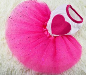 Rose Small Pet Puppy Dog Cat Printed Heart Lace Skirt Princess Tutu Dress