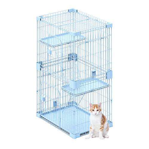 PetPals Wirehouse-Two Levels Sky Blue Cat Cage