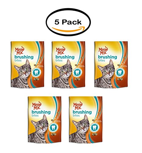 PACK OF 5 - Meow Mix Brushing Bites Chicken Dry Cat Treats