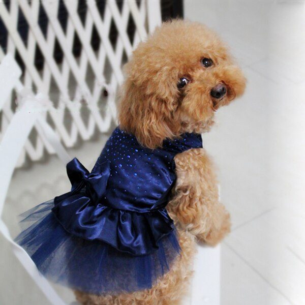 Dog Dress Puppy Wedding Party Lace Dress Bow Tutu Princess Dress
