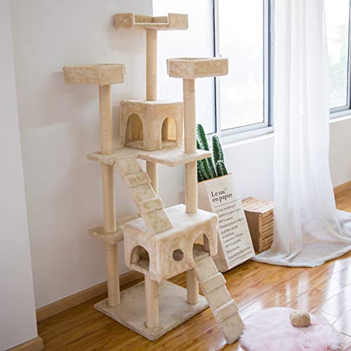 Kinbor 67" Cat Tree Condo with Scratching Post Pad Cat Tower