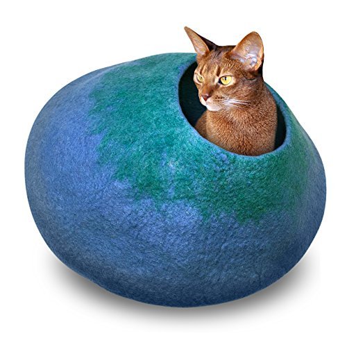 Juccini Handcrafted Felted Wool Cat Cave Bed for Cat and Kittens