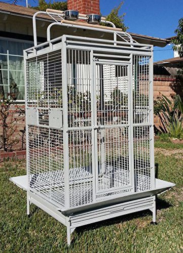 Mcage New Large Wrought Iron Bird Parrot Cage Double Ladders Open/Close