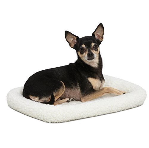 18L-Inch White Fleece Dog Bed or Cat Bed w/ Comfortable Bolster