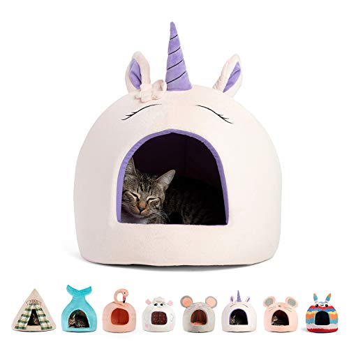 Best Friends by Sheri Unicorn Novelty Hut in Pink - Cozy Cat & Dog Hut
