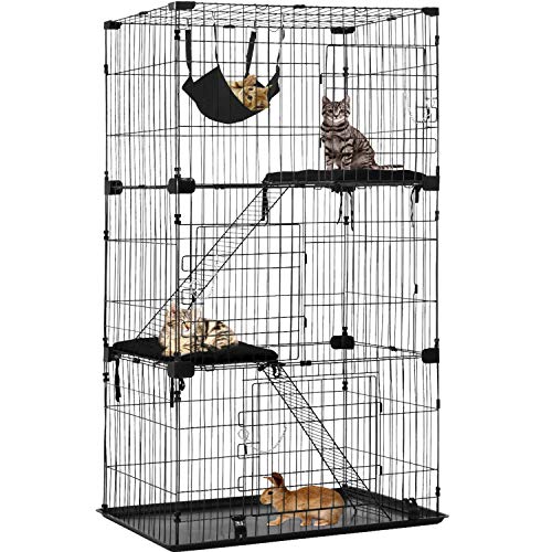 Cat Cage Cat Crate Cat Kennel Cat Playpen with Free Hammock 3 Cat Bed