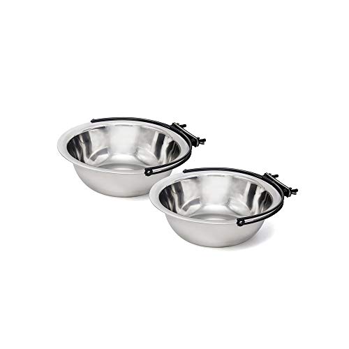 MLCINI 2 Pack Hanging Pet Bowls, Stainless Steel Fit Water and Feed Bowl