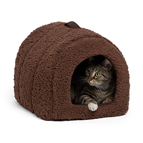 Best Friends by Sheri Pet Igloo Hut, Sherpa, Brown - Cat and Small Dog Bed